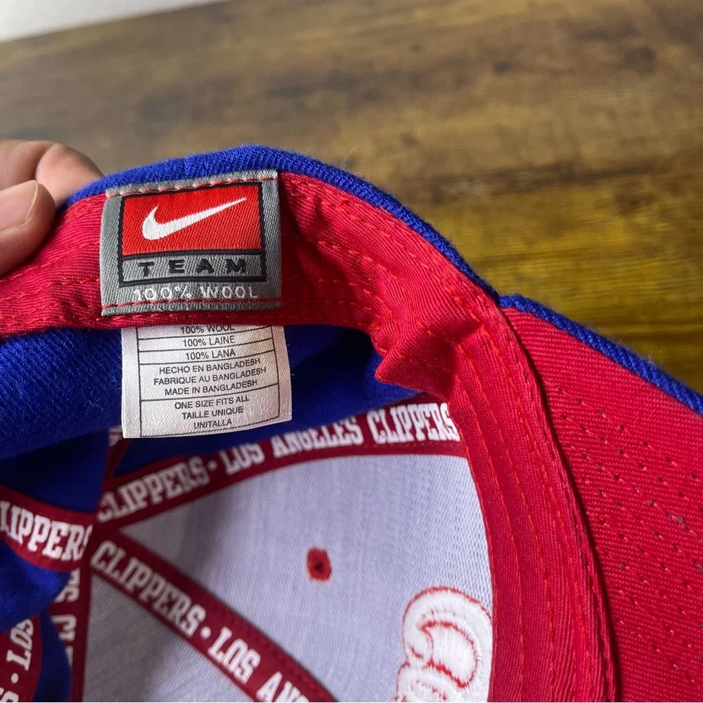 Vtg Y2K Nike Small Swoosh NBA Los Angeles Clippers Wool Hat Adult Blue Strapback